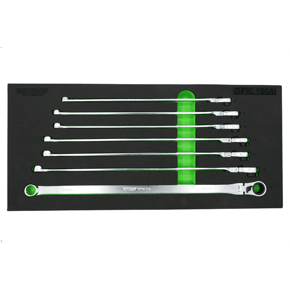 VIM Tools 7 Piece Deep Spline Ratcheting Flex Head XL Wrench Set (8-14 mm)
