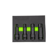 VIM Tools IMPTX800 Impact Rated Torx Driver Set T70 T80 T90 Tamper Proof T100 One Piece 3 Inch Drivers Chrome Vanadium Black Oxide Finish For Specialized Automotive and Industrial Use