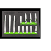 VIM Tools MSPM100 Magnetic Spark Plug Master Set 12 Piece 3 8 Inch Drive Metric And SAE 6 Point And 12 Point Standard Extra Deep Thin Wall Universal Joint Dual Drive Magnetic Insert Sockets