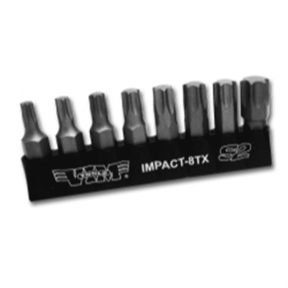 VIM Tools TORX, Impact Quality S2 Bit Set, 8 Piece Bits 5/16 Inch Hex Bodies, 1.25L, T25 Thru T55 TORX