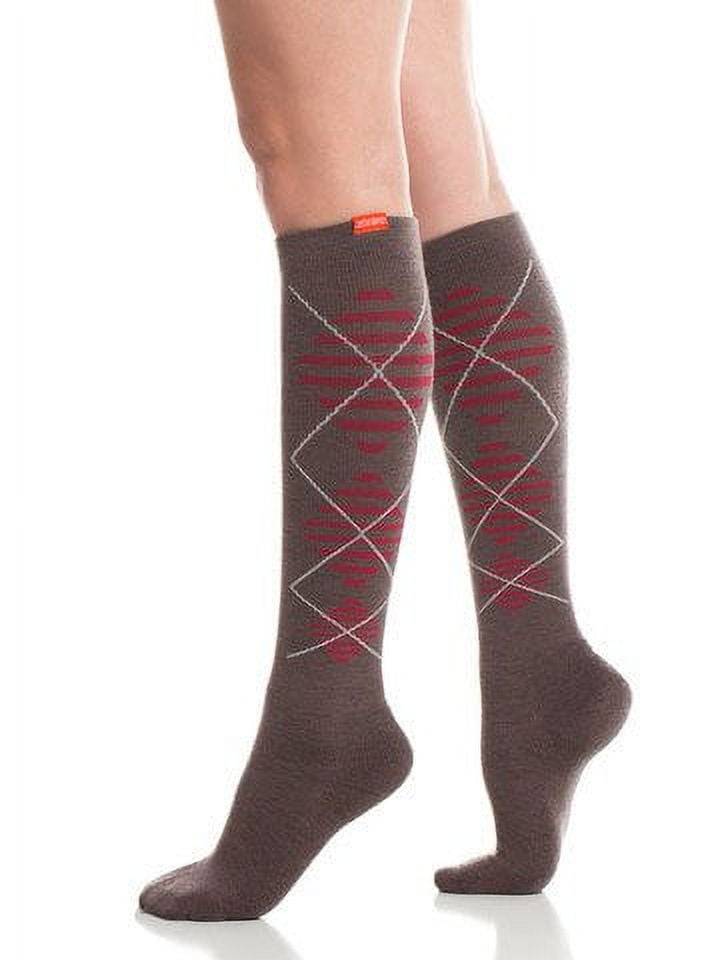 VIM & VIGR Compression Socks WoolStriped Argyle (Brown & Red, Medium