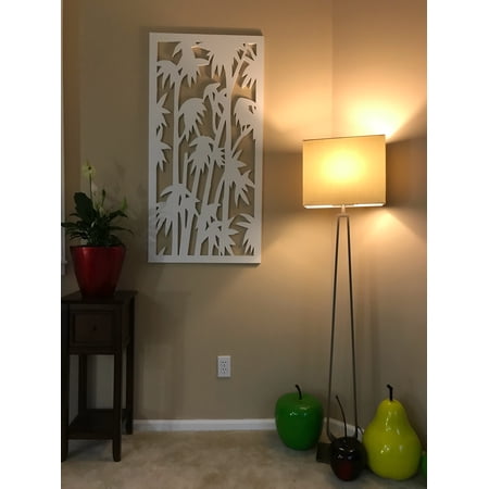 VIMA Bamboo Trees Decorative Wall Panel - PVC Board with Private Screen Fence Design, 48"L x 24"W x 3/8" Thick, White Color - Lightweight, Durable, Easy to Install for Home Renovation & Wall Decor