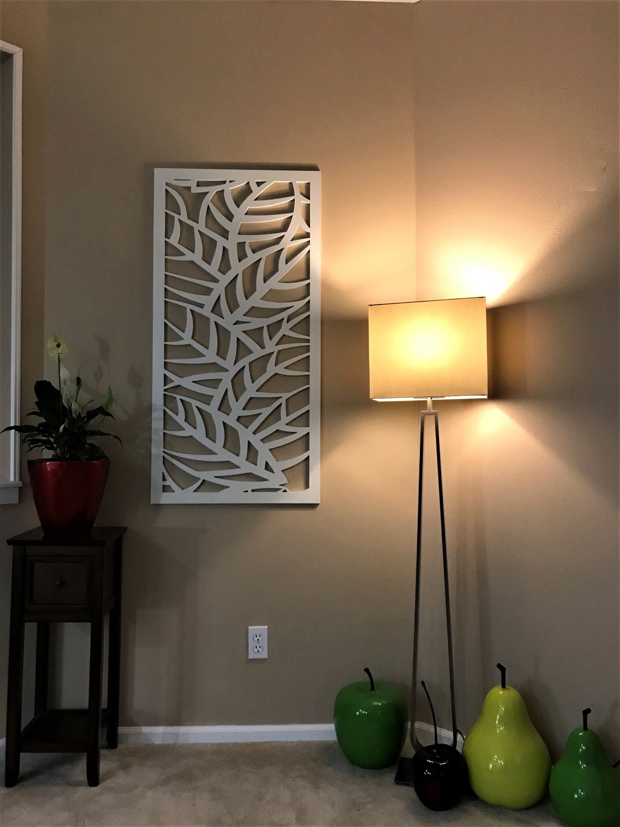White Leaf Veins PVC Decorative Wall Panel, 48" x 24"