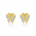 thumbnail image 1 of VINALI 14K Solid Yellow Gold Womans CZ Small Butterfly Stud Earrings - 0.22in, 1 of 6