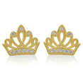 thumbnail image 1 of Vinali 14K Solid Yellow Gold CZ Queen Tiara Crown Stud Earrings, 1 of 9