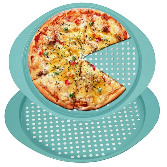 VINAUO 12 inch Pizza Pan for Oven, Pizza Pan with Holes Non-Stick, Carbon Steel Pizza Tray with Wide Handles for Cooking, Baking, Grilling