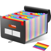 VINAUO Accordion File Organizer,Expanding File Folder with 25 Pockets,A4 Letter Size Portable Monthly Paper Bill Tax Receipt Organizer for School,Office,Home, Black