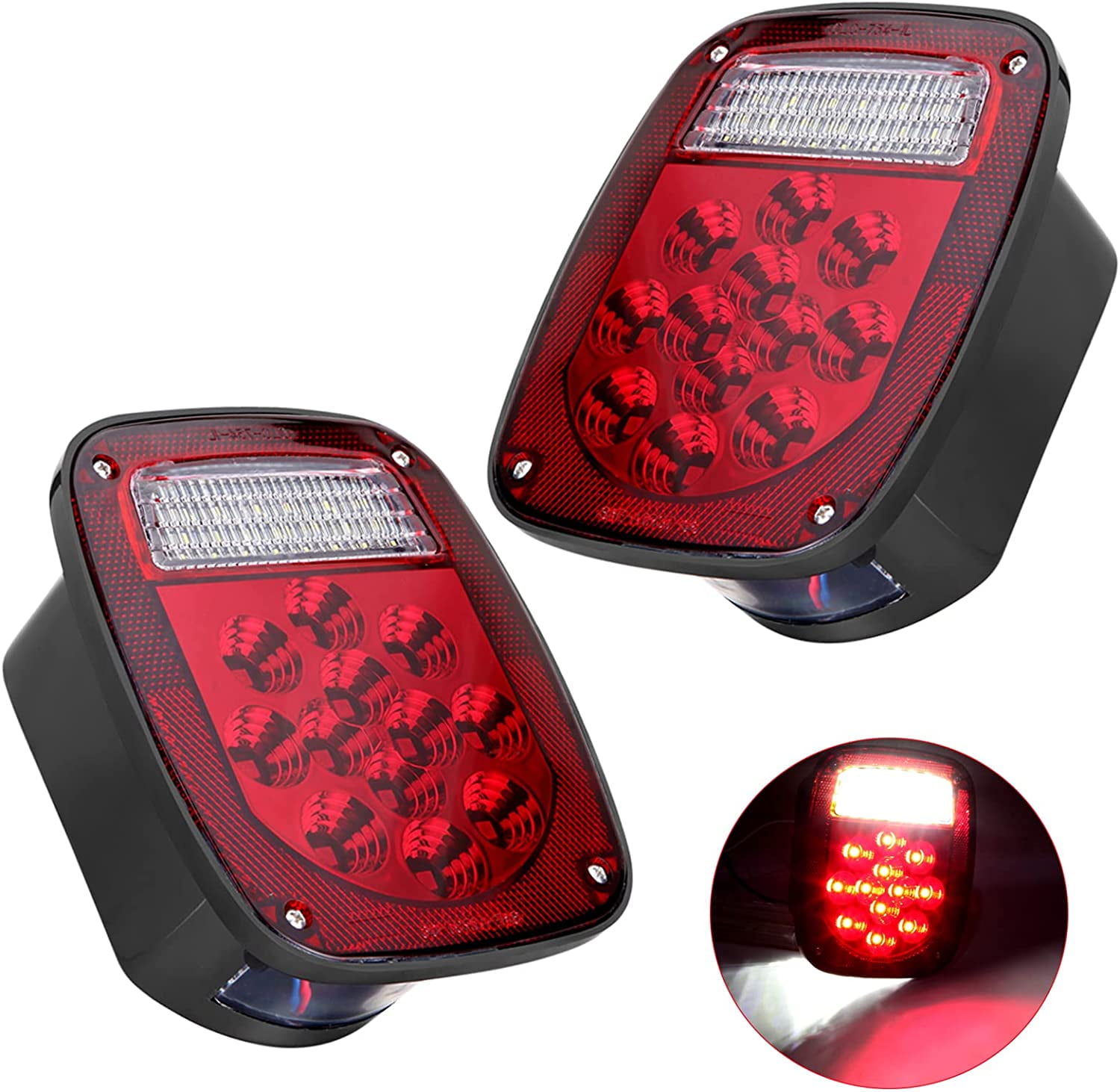 VINAUO 2X Trailer Tail Lights, 39 LED Trailer Light Kit, Stop Turn Tail
