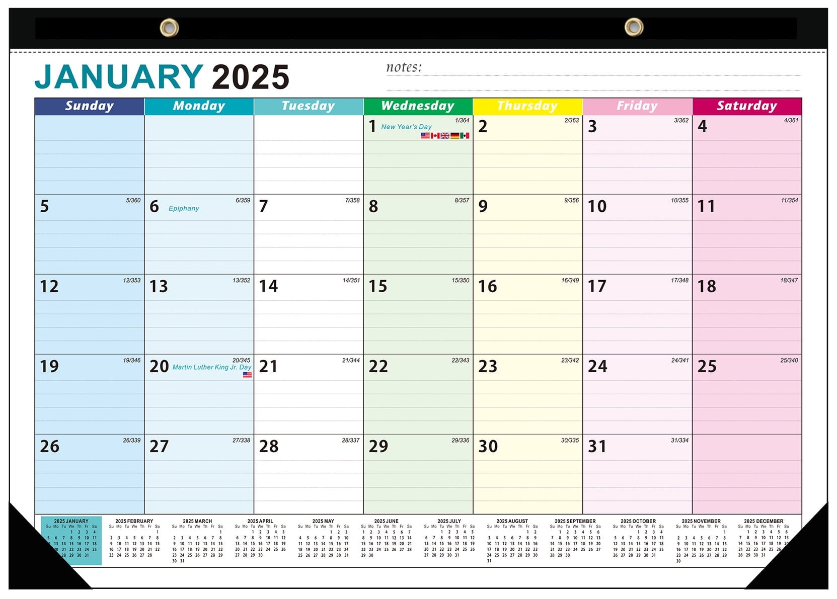 VINAUO Large 2024-2025 Desk/Wall Calendar: Yearly Planner for Home Office Decoration, July 2024-Dec 2025