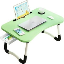 VINAUO Lap Desk,Foldable Laptop Desk,Lap Tray with Storage Drawer,Laptop Desks for Bed,Couch,School Supplies Green