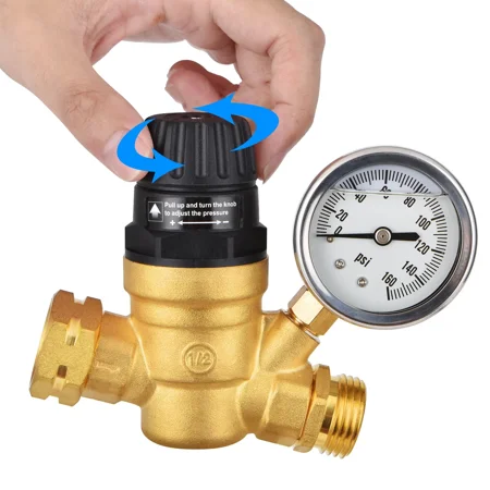VINAUO Adjustable RV Water Pressure Regulator with Gauge
