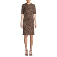 thumbnail image 1 of VINCE CAMUTO Womens Black Animal Print Short Sleeve Above The Knee Body Con Cocktail Dress  Size: 10, 1 of 3