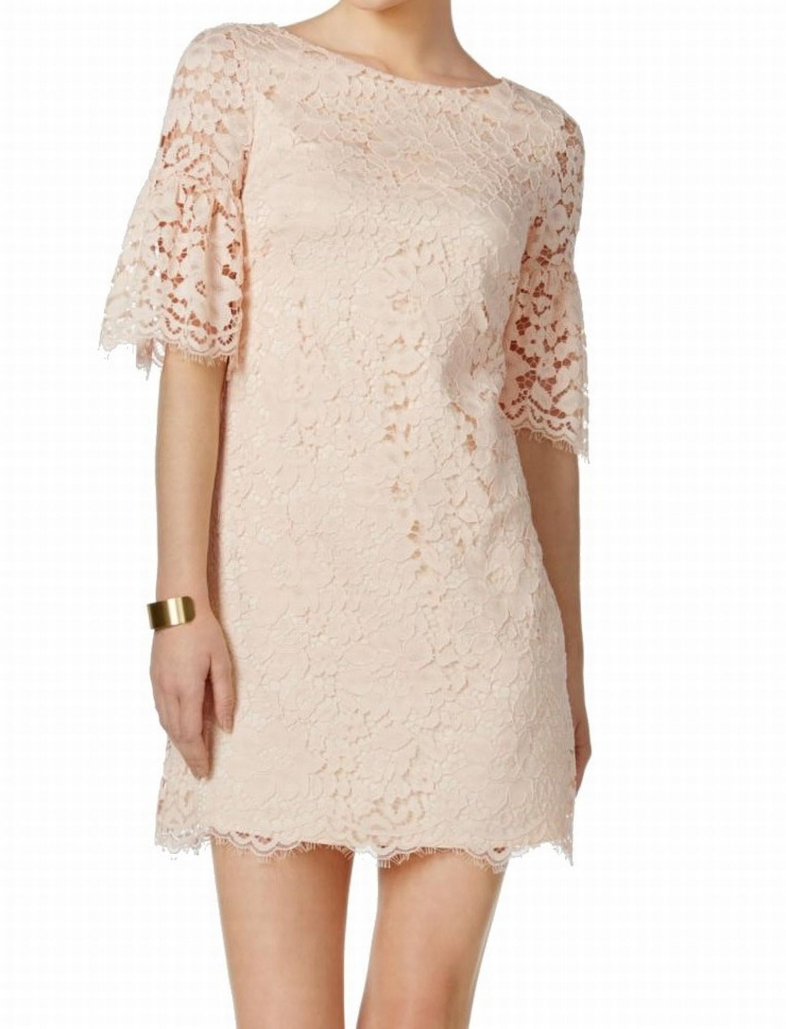 VINCE CAMUTO $148 Womens New 1088 Pink Floral Lace Mini Shift Dress 10 B+B