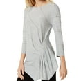 thumbnail image 1 of VINCE CAMUTO Womens Gray Striped Handkerchief Hem 3/4 Sleeve Jewel Neck Top  Size: L, 1 of 2