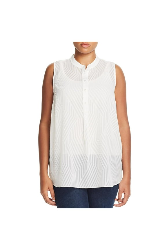 $99 Womens New 0157 Ivory Mandarin Collar Hi-Lo Top 3X Plus B+B