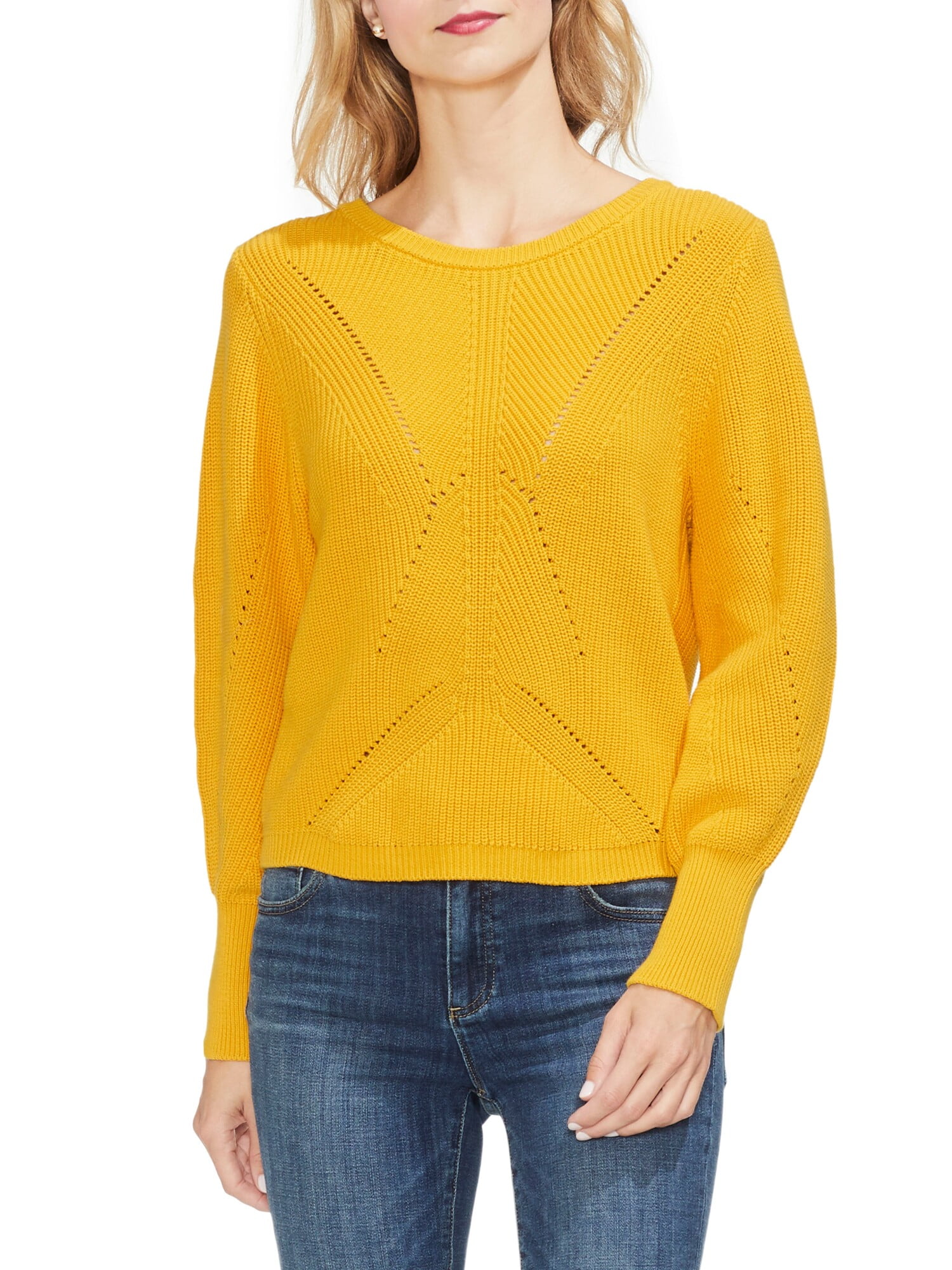 VINCE CAMUTO 99 Womens New Yellow Crew Neck Long Sleeve Casual Sweater M B B