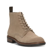 VINCE CAMUTO Mens Beige Lace-Up Front Heel Pull-Tab Padded Ferko Cap Toe Block Heel Zip-Up Leather Boots Shoes 13 M