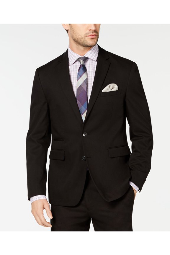 Mens Black Single Breasted, Stretch, Slim Fit Wrinkle Resistant Suit Separate Blazer Jacket 44 SHORT