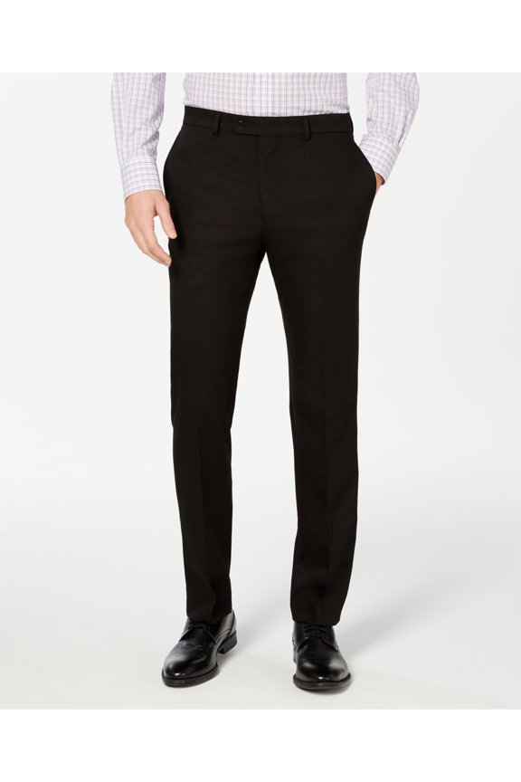 Mens Black Slim Fit Stretch Pants 32W/ 32L