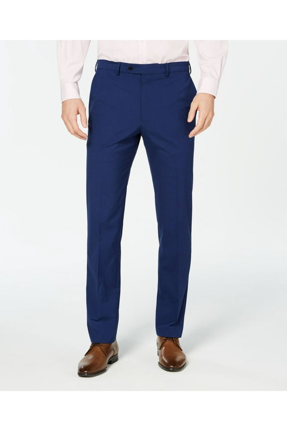 Mens Blue Flat Front, Slim Fit Pants 40W/ 32L