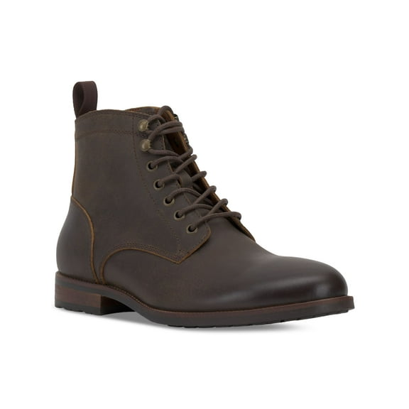 VINCE CAMUTO Mens Brown Pull Tab Cushioned Lannie Round Toe Block Heel Lace-Up Leather Boots Shoes 11.5 M