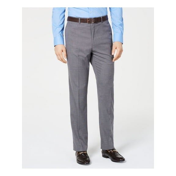 VINCE CAMUTO Mens Gray Flat Front Patterned Slim Fit Performance Stretch Suit Separate Pants 33W\32L
