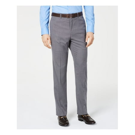 VINCE CAMUTO Mens Gray Flat Front Patterned Slim Fit Performance Stretch Suit Separate Pants W32/ L34