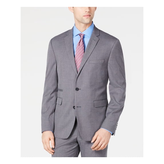 VINCE CAMUTO Mens Gray Single Breasted, Stretch, Slim Fit Wrinkle Resistant Suit Separate Blazer Jacket 42R