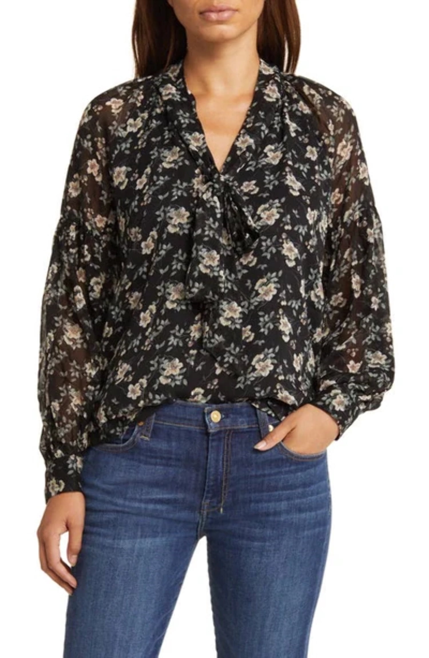 vince camuto tie neck blouse