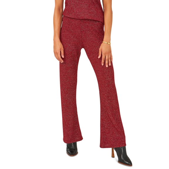 Vince Camuto Ribbed Metallic-Threaded Pants In Vermillion