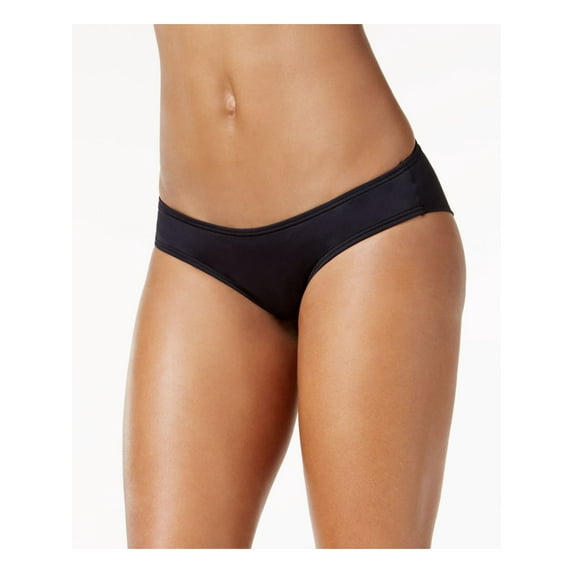 VINCE CAMUTO SWIM Women's Black Stretch Lined Moderate Coverage Shirred Riviera Cheeky Swimsuit Bottom L