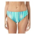 thumbnail image 1 of VINCE CAMUTO Women's Turquoise Striped Pull On Reversible High Leg Swimsuit Bottom L, 1 of 2