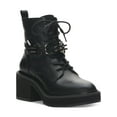 thumbnail image 1 of VINCE CAMUTO Womens Black Chain Buckle Accent Keltana Round Toe Block Heel Lace-Up Leather Combat Boots 9 M, 1 of 4