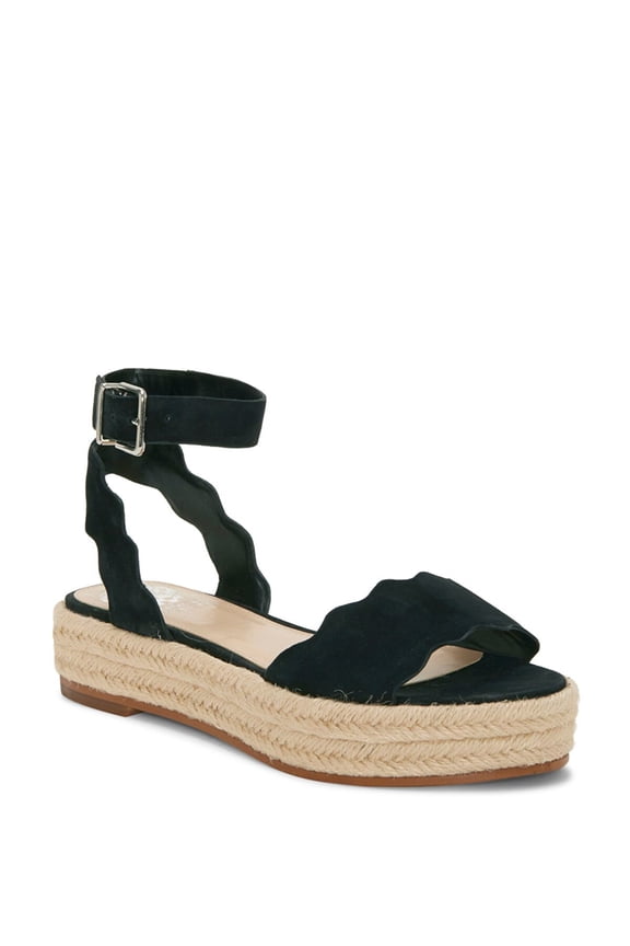 Womens Black Kamperla Leather Espadrille Shoes 5.5 M