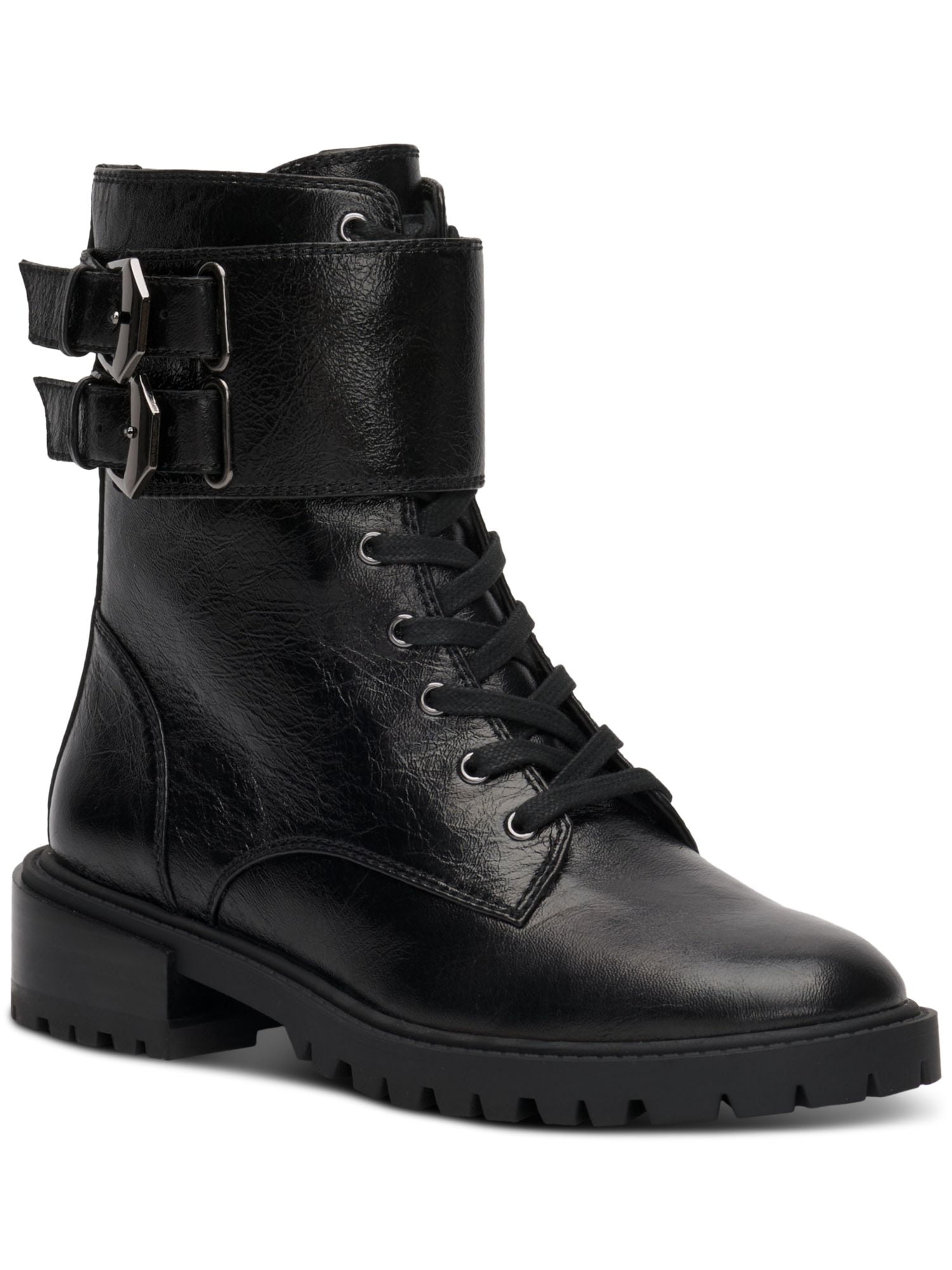 stacked heel combat boots