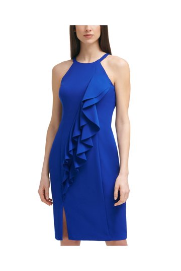 midnight blue formal dress Navy Sequins Long Prom Dress, Elegant Halter Formal Evening Dress US 10 / Navy main image 0