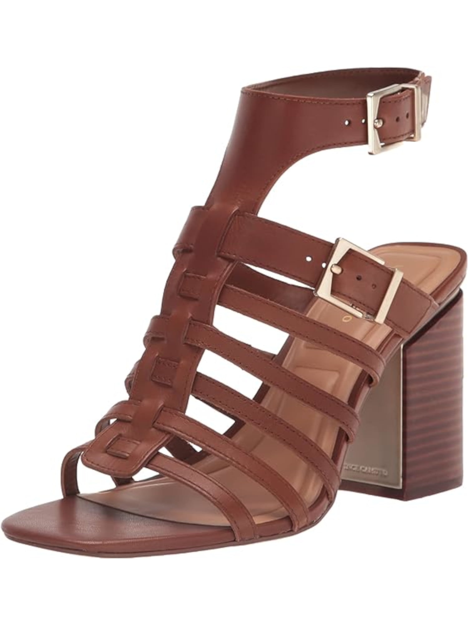 VINCE CAMUTO Womens Brown Strappy Buckle Ankle Strap Padded  display picture 1