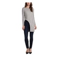 thumbnail image 1 of VINCE CAMUTO Womens Gray Cut Out Darted Asymmetrical Heather Long Sleeve Round Neck Tunic Top M, 1 of 2