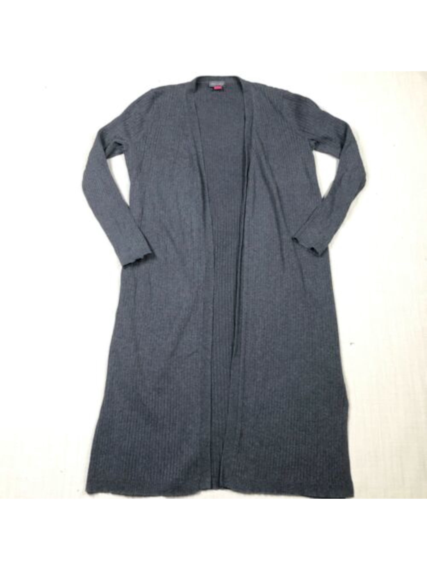 VINCE CAMUTO Womens Gray Knit Ribbed Single Hook Closure Vented Hems ...