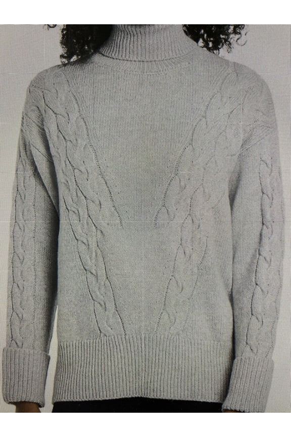 Womens Gray Roll Cuff Long Sleeve Turtle Neck Sweater Size: XS