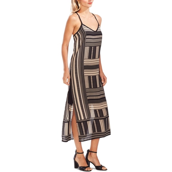 VINCE CAMUTO Womens Gray Spaghetti Strap Tea-Length Sheath Dress S