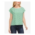 thumbnail image 1 of VINCE CAMUTO Womens Green Textured Short Sleeve Jewel Neck Top Size: L, 1 of 2