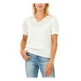 thumbnail image 1 of VINCE CAMUTO Womens Ivory Smocked Silk Short Sleeve V Neck Wear To Work Top XL, 1 of 3
