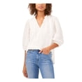thumbnail image 1 of VINCE CAMUTO Womens Ivory Textured Ruffled Tie Split Hem Lined Cuffed Sleeve Split Top XL, 1 of 2
