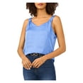 thumbnail image 1 of VINCE CAMUTO Womens Light Blue Ruffled Rumple Sleeveless V Neck Tank Top L, 1 of 1