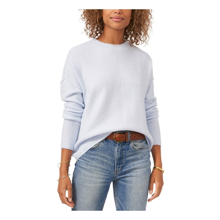 VINCE CAMUTO Womens Light Blue Stretch Long Sleeve Crew Neck Wear