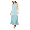 thumbnail image 1 of VINCE CAMUTO Womens Light Blue Zippered Tie Keyhole Back Tiered Hem Sleeveless Halter Maxi Trapeze Dress XL, 1 of 3