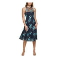 thumbnail image 1 of VINCE CAMUTO Womens Navy Zippered Pocketed Lined Sleeveless Halter Below The Knee Party Fit + Flare Dress 10, 1 of 4