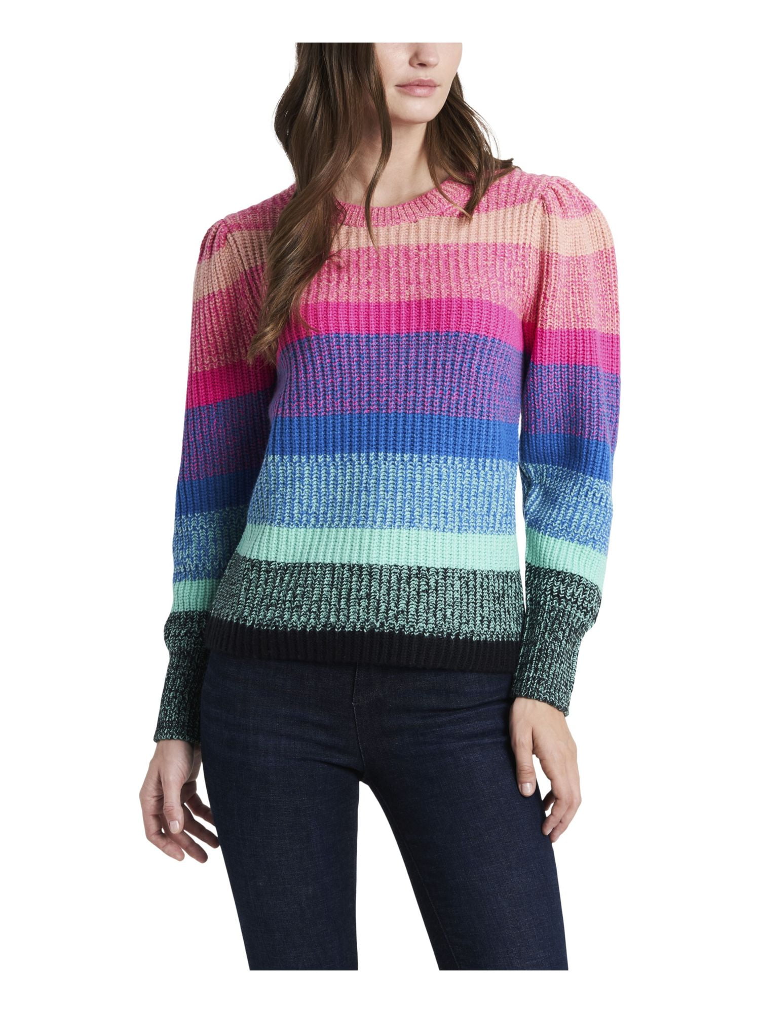 VINCE CAMUTO Womens Pink Color Block Long Sleeve Crew Neck Sweater Size: XL  - Walmart.com