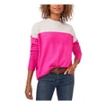 thumbnail image 1 of VINCE CAMUTO Womens Purple Knit Ribbed Color Block Long Sleeve Crew Neck Sweater M, 1 of 2